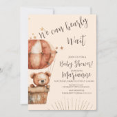 Invitation Fête de bébé ours paillettes étoiles rustique (Devant)