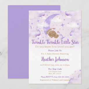 Invitation Fête de Bébé Ours Twinkle Twinkle Little Star