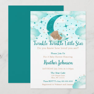 Invitation Fête de Bébé Ours Twinkle Twinkle Little Star