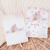 Invitation Fête de bébé ourse rose