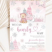 Invitation Fête de bébé ourse rose