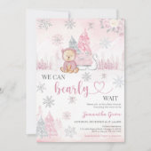 Invitation Fête de bébé ourse rose (Devant)