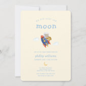 Invitation Fête de Bébé Ourson Fusée Bateau Spatial Au-Dessus (Devant)