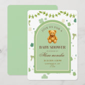 Invitation Fête de Bébé Ourson Mignon (Devant / Derrière)