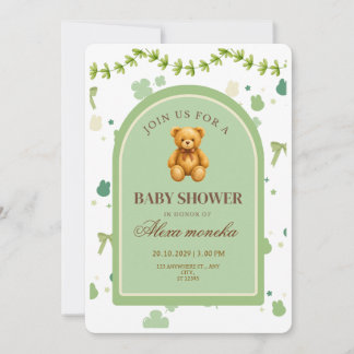 Invitation Fête de Bébé Ourson Mignon