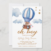 Invitation Fête de bébé Ourson Oh Garçon (Devant)