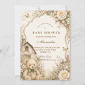 Invitation Fête de Bébé Ourson Rustique Intemporel (Devant)