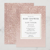 Invitation Fête de Bébé Paillettes Rose Gold / Sprinkle (Devant / Derrière)
