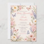 Invitation Fête de bébé papillon floral (Devant)