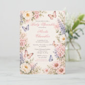 Invitation Fête de bébé papillon floral (Debout devant)