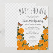 Invitation Fête de bébé papillon monarque Tagète 020 (Devant / Derrière)