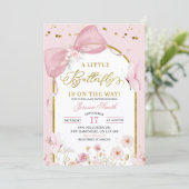 Invitation Fête de bébé papillon rose coquette (Debout devant)