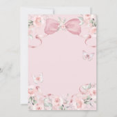Invitation Fête de bébé papillon rose coquette (Dos)