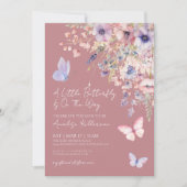 Invitation Fête de Bébé Papillon Rose Élégant (Devant)
