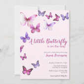 Invitation Fête de Bébé Papillon Rose et Violet (Devant)