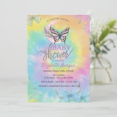 Invitation Fête de Bébé Papillons Lune Tie Dye (Debout devant)