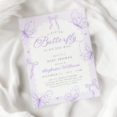 Invitation Fête de Bébé Papillons Violets & Rubans