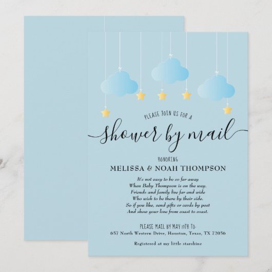 Invitation Fête de Bébé par Courrier à Distance (Devant / Derrière)