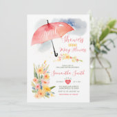 Invitation Fête de bébé parapluie rouge d'avril pluvieux (Debout devant)