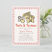 Invitation Fête de bébé Pasta & Pacifiers Doodle Rouge (Debout devant)