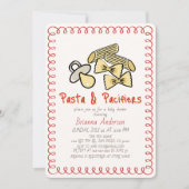 Invitation Fête de bébé Pasta & Pacifiers Doodle Rouge (Devant)