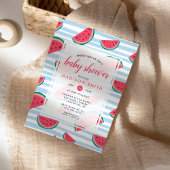 Invitation Fête de Bébé Pastèque Été Rose Vert