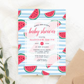 Invitation Fête de Bébé Pastèque Été Rose Vert