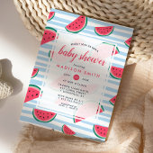 Invitation Fête de Bébé Pastèque Été Rose Vert Fruit