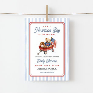Invitation Fête de Bébé Patriote Garçon Tout Américain