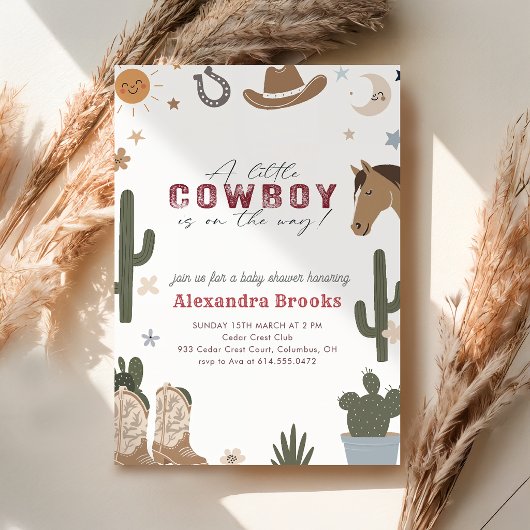 Invitation Fête de Bébé Petit Cow-Boy Occidental