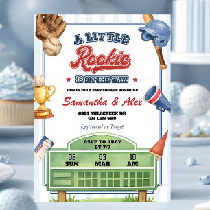 Invitation Fête de Bébé Petit Recrue de Baseball en Route