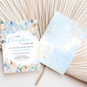 Invitation Fête de bébé petite citrouille à la flore bleue