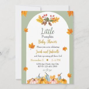 Invitation Fête de bébé petite citrouille aquarelle chrétienn