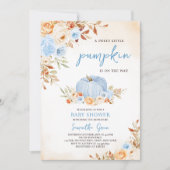 Invitation Fête de Bébé Petite Citrouille Bleue (Devant)