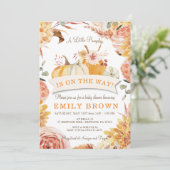 Invitation Fête de bébé petite CITROUILLE Fleurie Genre Neutr (Debout devant)