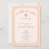 Invitation Fête de bébé Petite Citrouille Gingham Orange Auto (Devant)