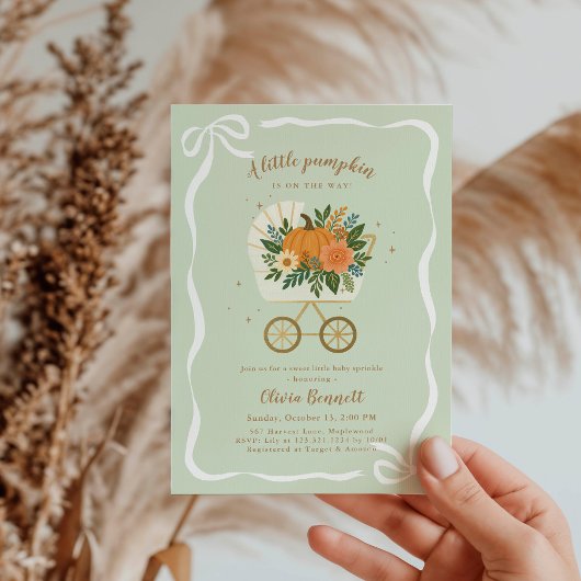 Invitation Fête de Bébé Petite Citrouille Sage