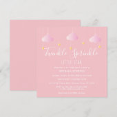 Invitation Fête de bébé Petite Étoile Scintillante Rose (Devant / Derrière)