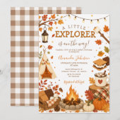 Invitation Fête de bébé Petite Exploratrice de camping d'auto (Devant / Derrière)