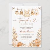 Invitation Fête de Bébé Petite Fille Citrouille d'Automne (Devant)