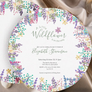 Invitation Fête de Bébé Petite Fleur Sauvage Colorée