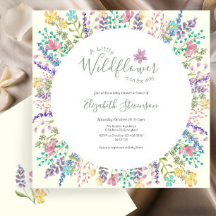 Invitation Fête de Bébé Petite Fleur Sauvage Colorée