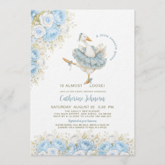 Invitation Fête de Bébé Petite Oie Douce Aquarelle Florale