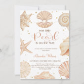 Invitation Fête de bébé petite perle océanique (Devant)