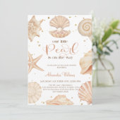 Invitation Fête de bébé petite perle océanique (Debout devant)