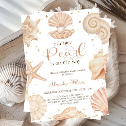 Invitation Fête de bébé petite perle océanique