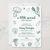 Invitation Fête de Bébé Petite Pousse Dessinée à la Main et C (Devant)
