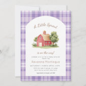 Invitation Fête de Bébé Petite Pousse Grenier Rouge Gingham V (Devant)
