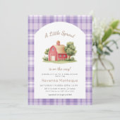 Invitation Fête de Bébé Petite Pousse Grenier Rouge Gingham V (Debout devant)