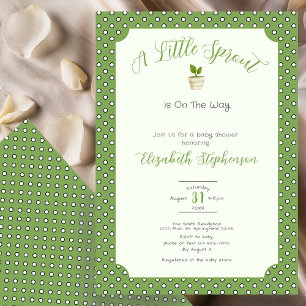 Invitation Fête de Bébé Petite Pousse Taches de Pois Vert Sau